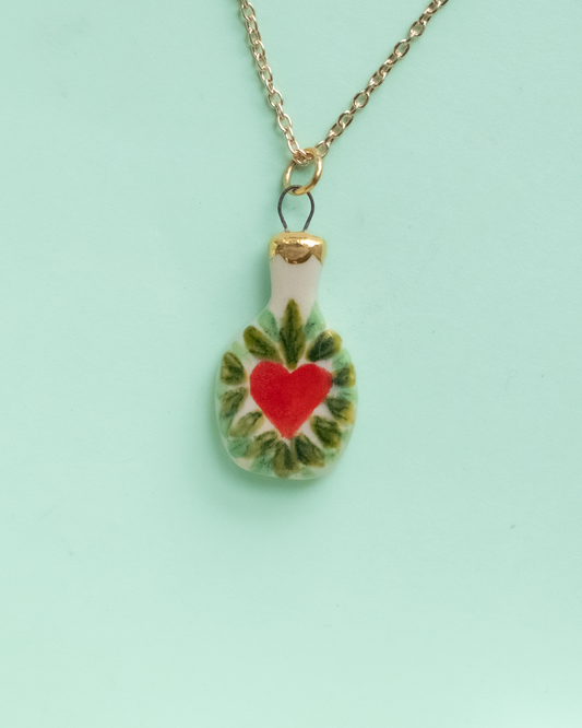 Red Heart Vase Necklace