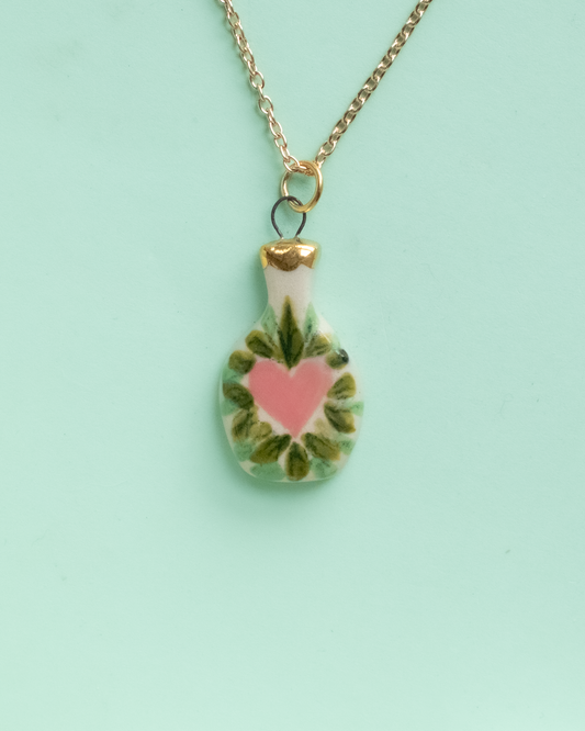 Pink Heart Vase Necklace