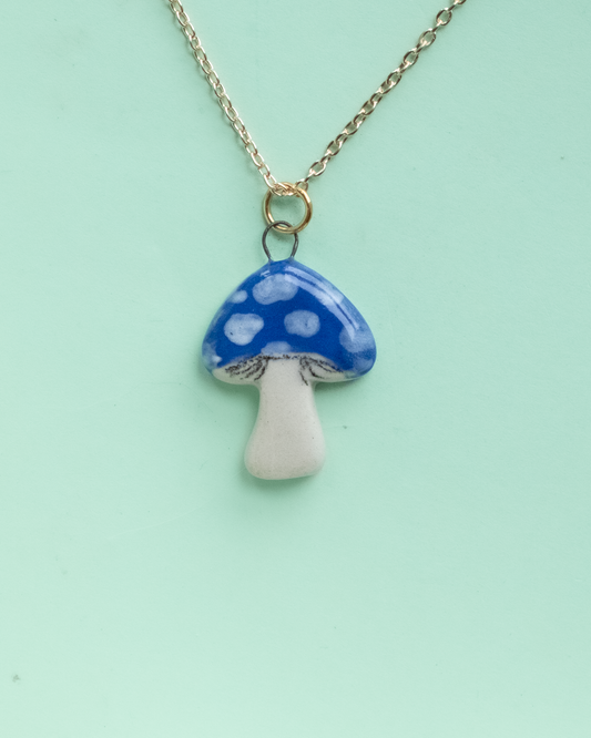 Blue Mushroom Necklace
