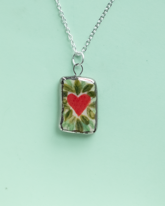 Red Leafy Heart Necklace