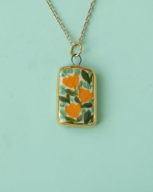 Orange Wildflower Necklace