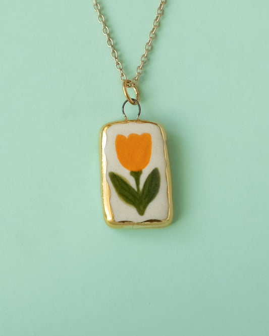 Orange Tulip Necklace