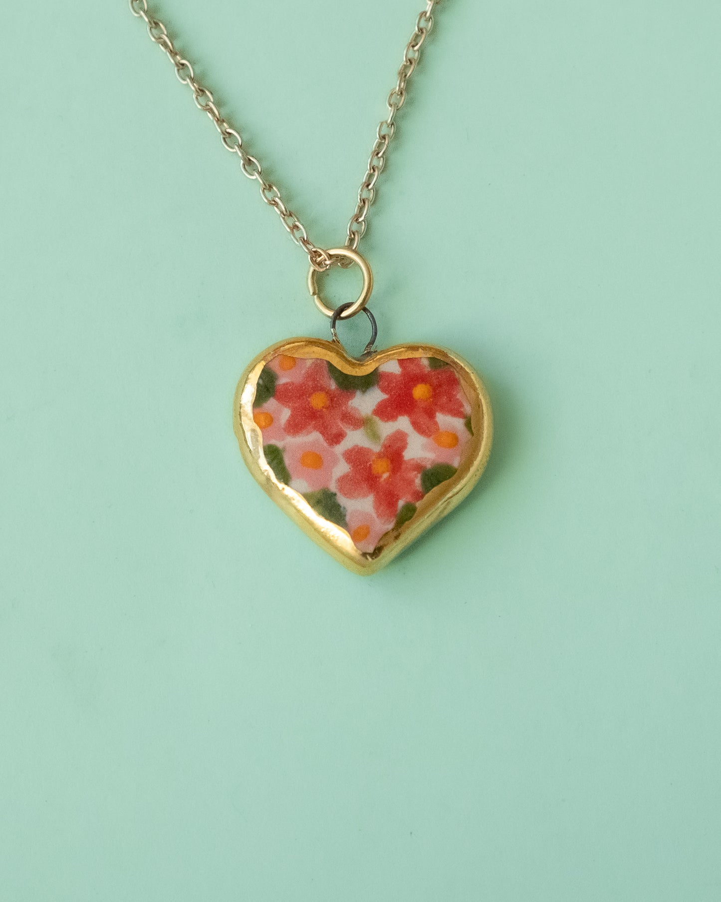 Red Floral Heart Necklace