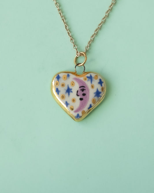 Starry Moon Heart Necklace