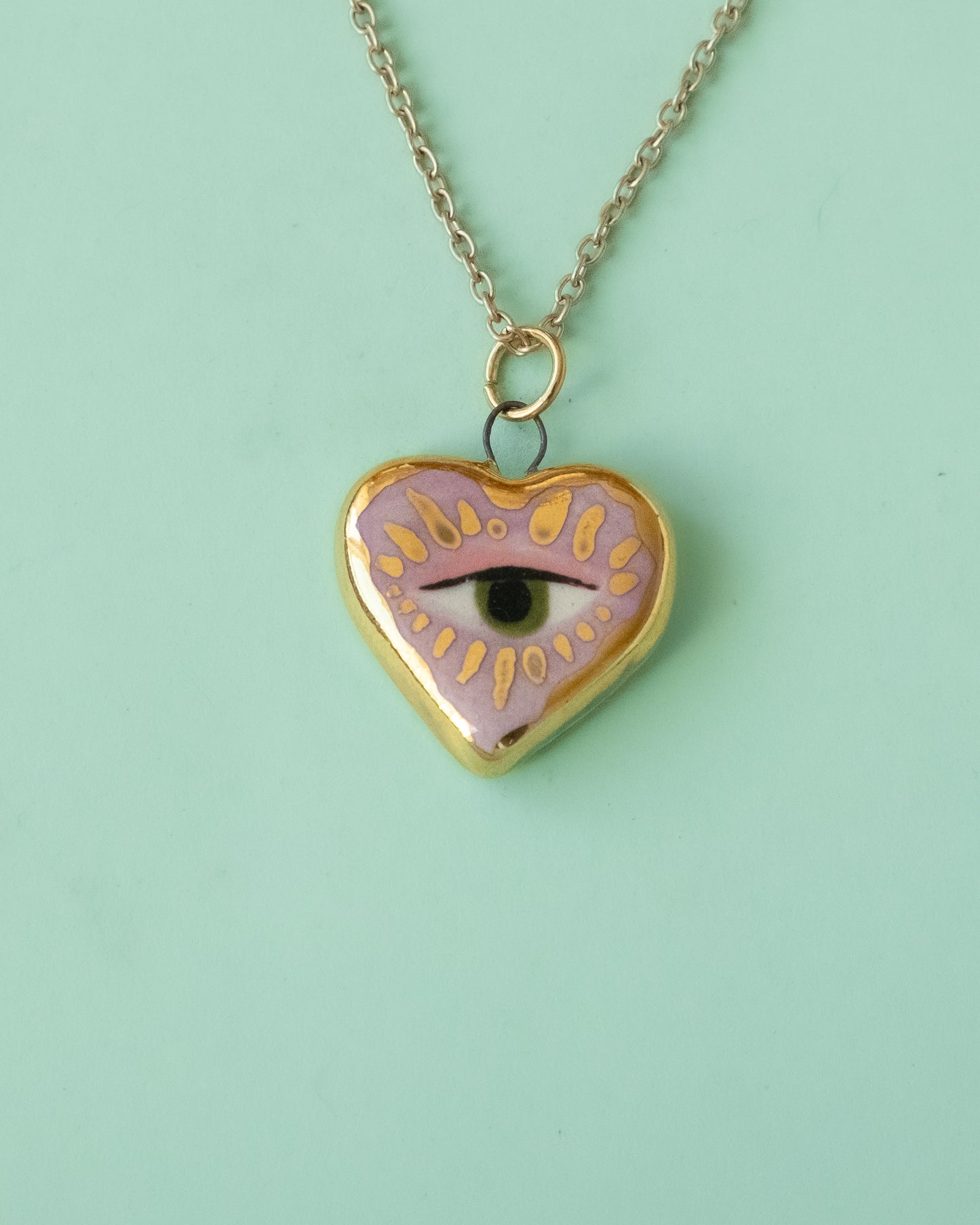 Lilac Eye Heart Necklace