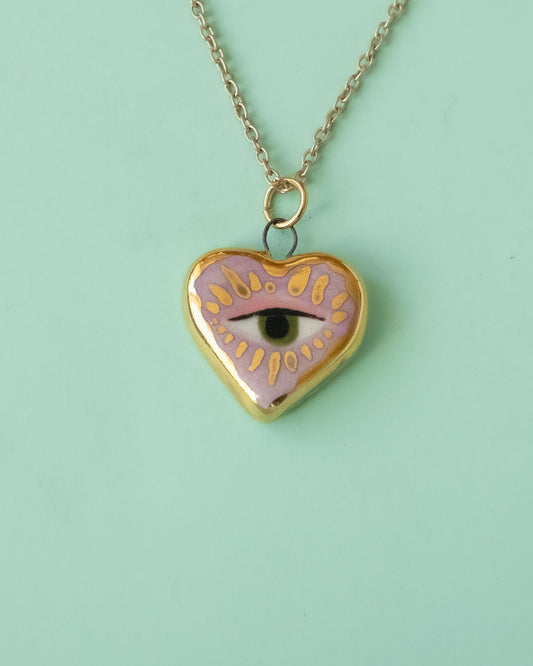 Lilac Eye Heart Necklace