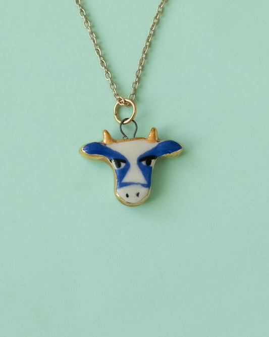 Blue Cow Necklace