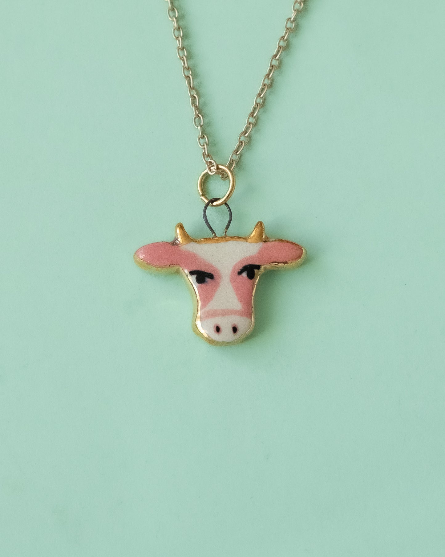 Pink Cow Necklace