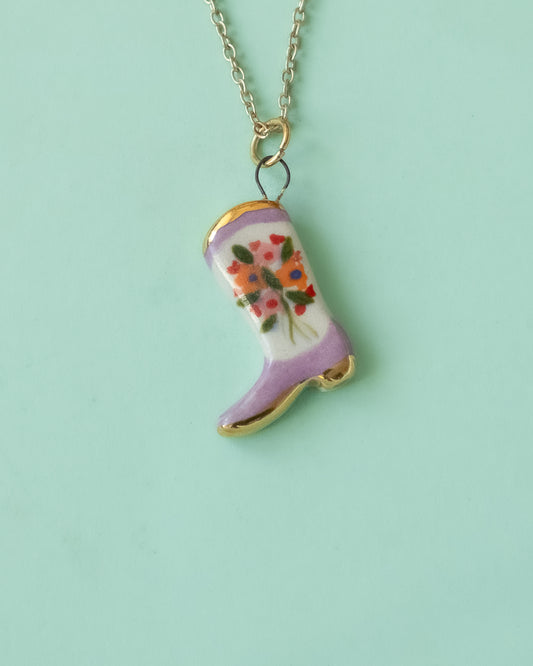 Lilac Bouquet Boot Necklace