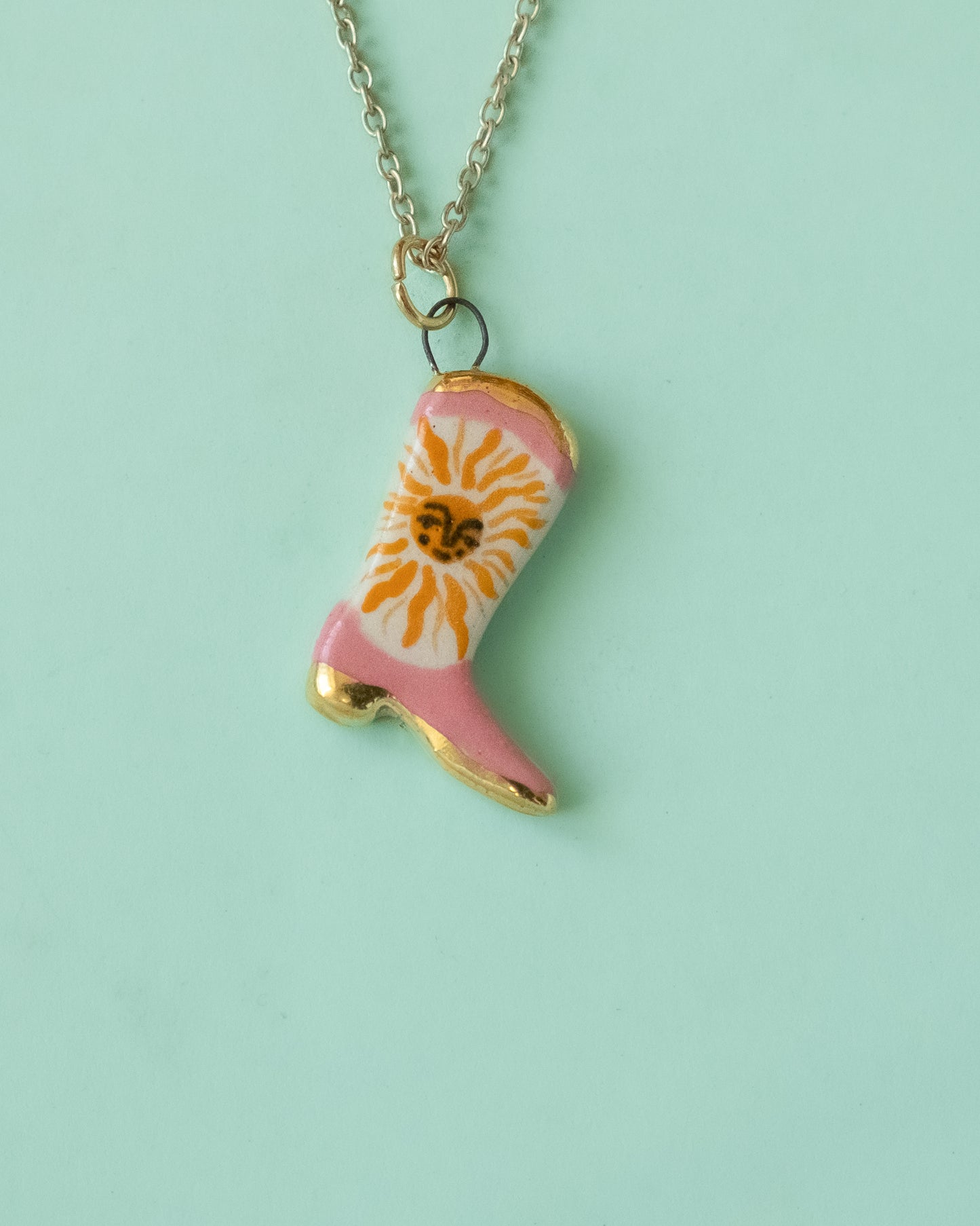 Pink Sun Boot Necklace