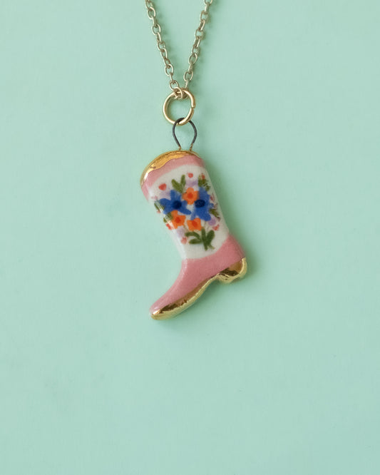 Pink Bouquet Boot Necklace