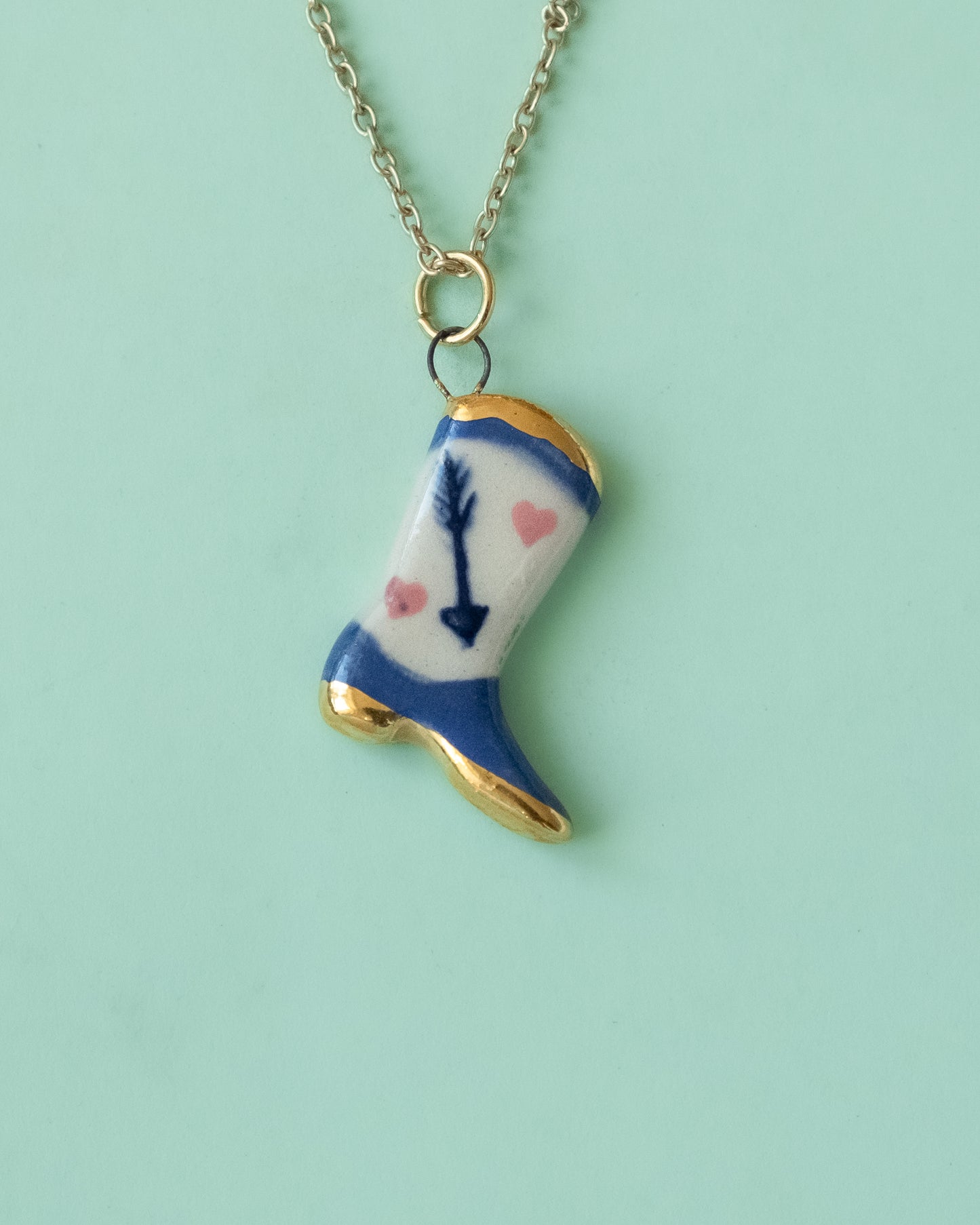 Blue Arrow Boot Necklace