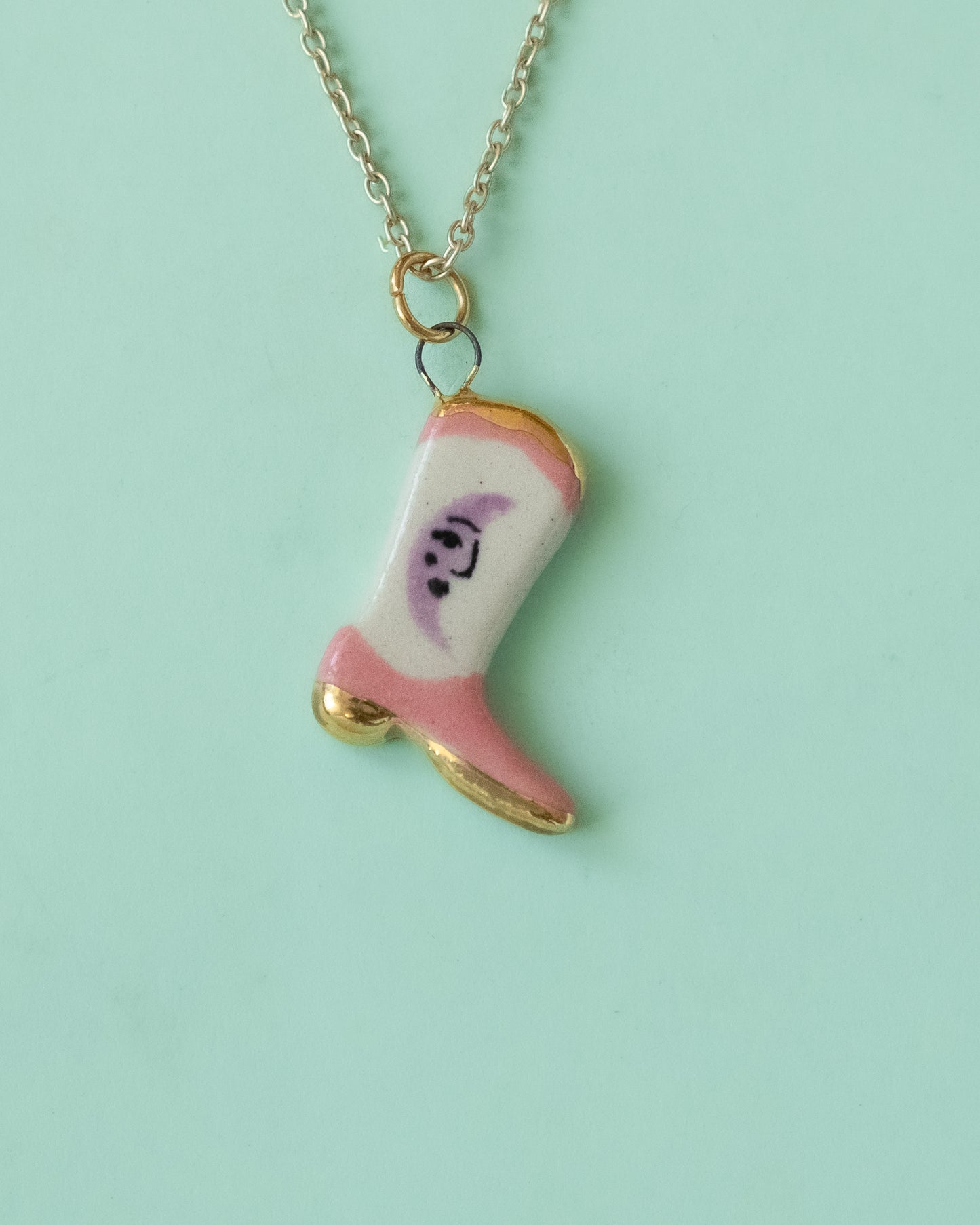 Pink Moon Boot Necklace