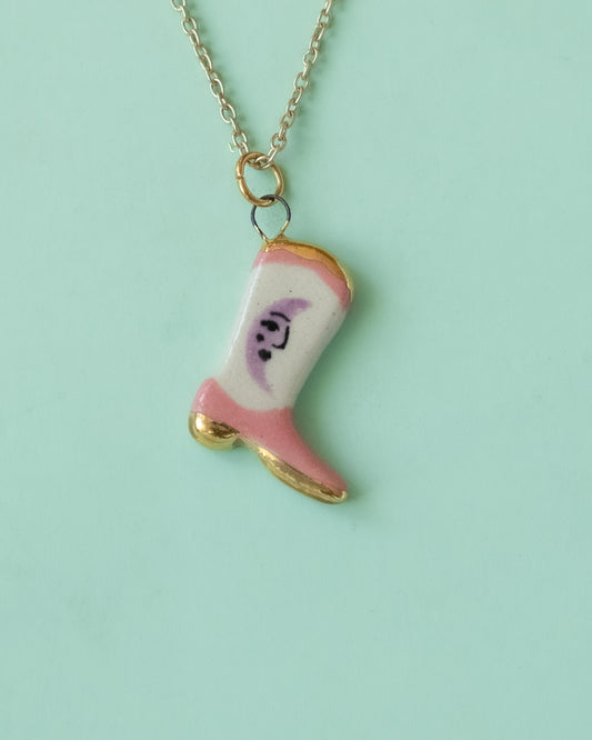 Pink Moon Boot Necklace