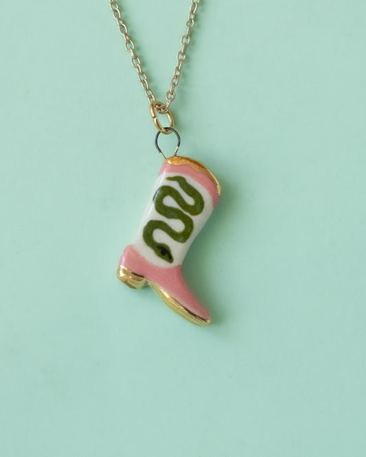 Pink Snake Boot Necklace