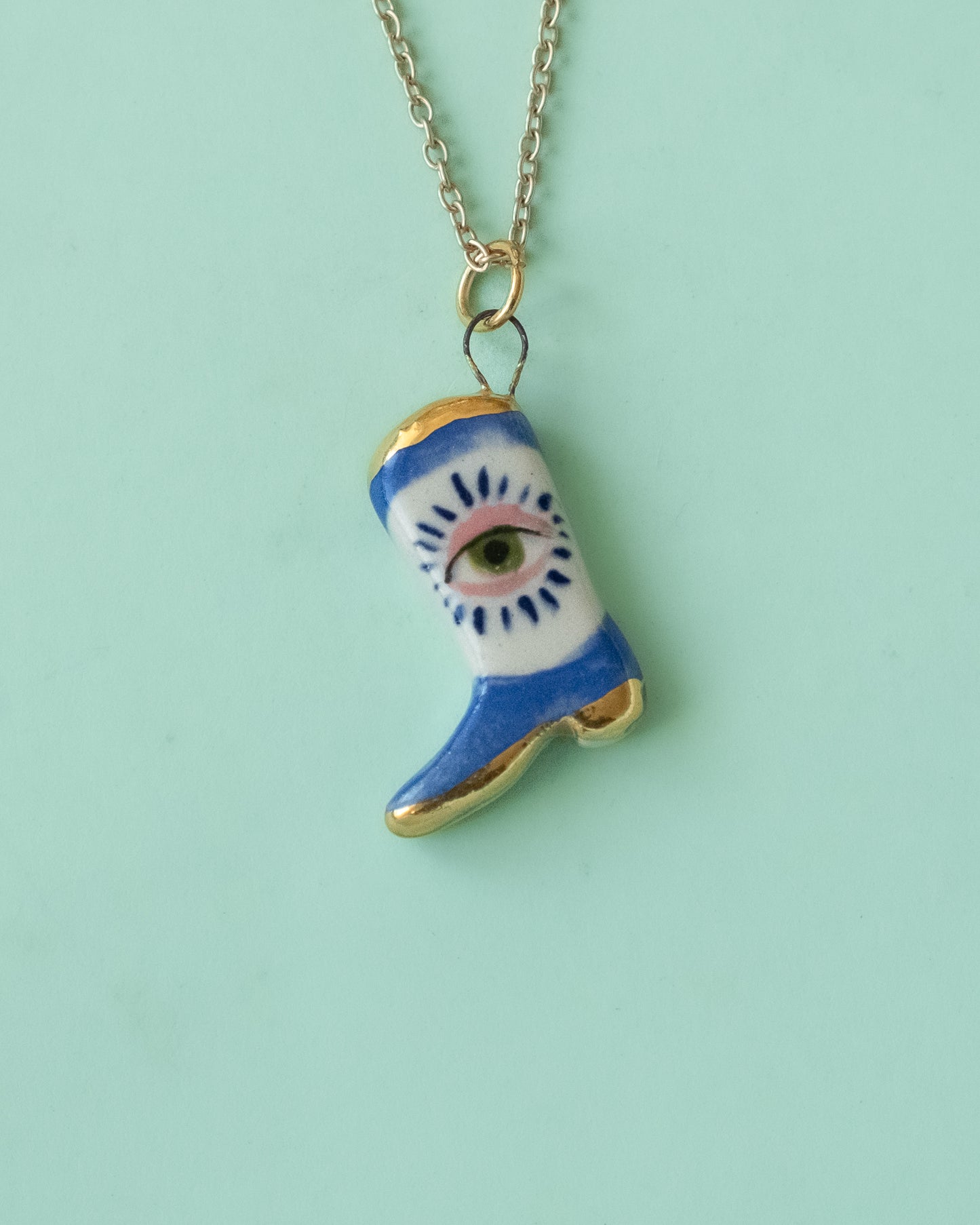 Blue Eye Boot Necklace