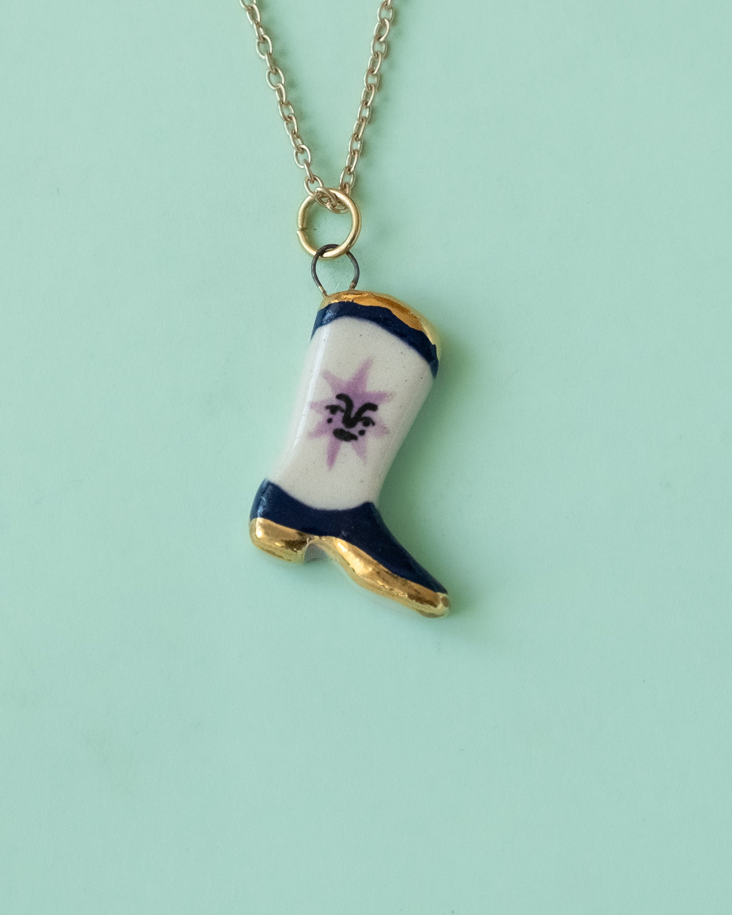 Navy Star Boot Necklace